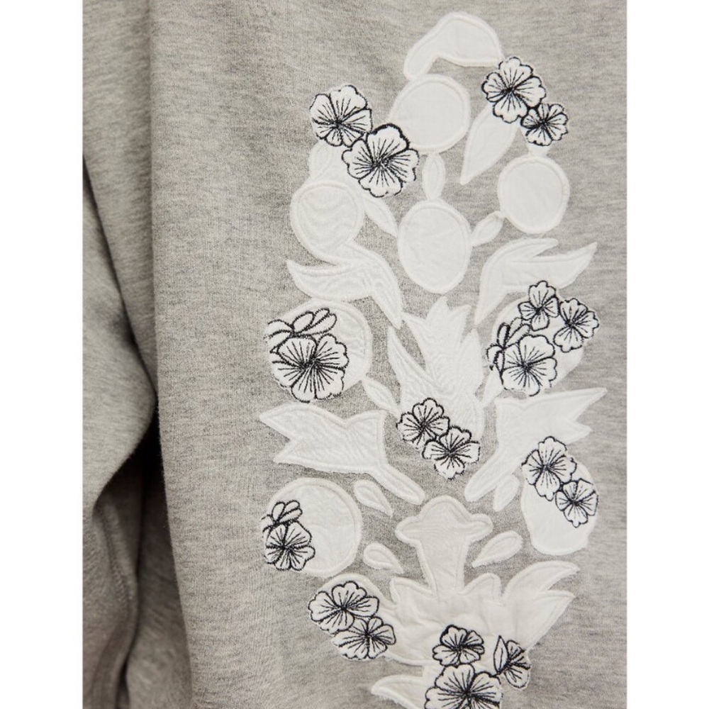 Free People Final Call Embroidered Hoodie Heather Grey Combo XL - Picture 2 of 8